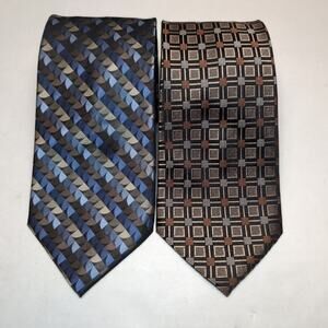 Lot of 2 Joseph & Feiss International 100% Silk Mens Neck Tie Geometric